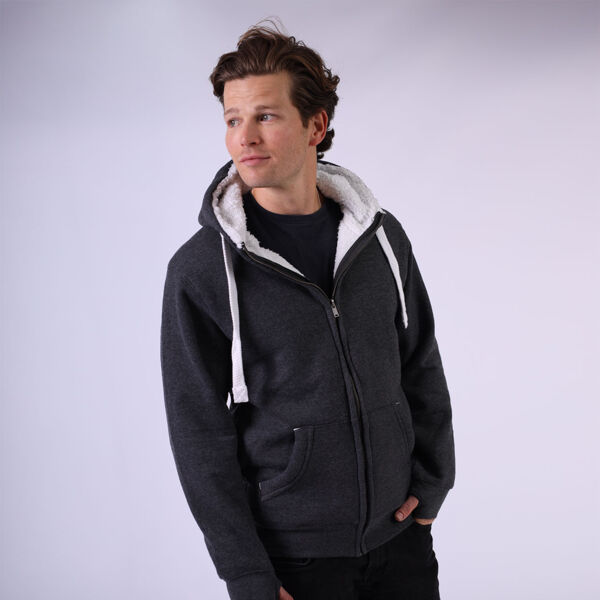 Sherpa Fleece Zip Hoodie-Peach Finished Miniaturansicht