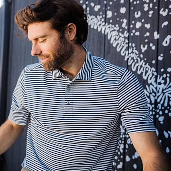 Cutter & Buck Virtue Eco Pique Stripe Recycled Mens Big and Tall Polo Miniaturansicht