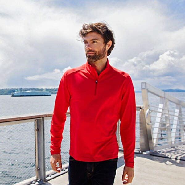 Cutter & Buck Virtue Eco Pique Recycled Quarter Zip Mens Big & Tall Pullover Miniaturansicht