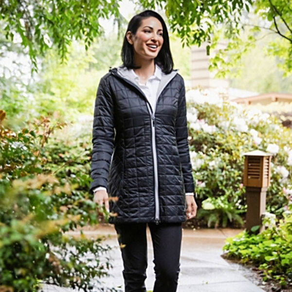 Cutter & Buck Rainier PrimaLoft  Womens Eco Insulated Hooded Long Coat Miniaturansicht
