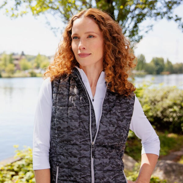 Cutter & Buck Rainier PrimaLoft Womens Eco Insulated Full Zip Printed Puffer Vest Miniaturansicht