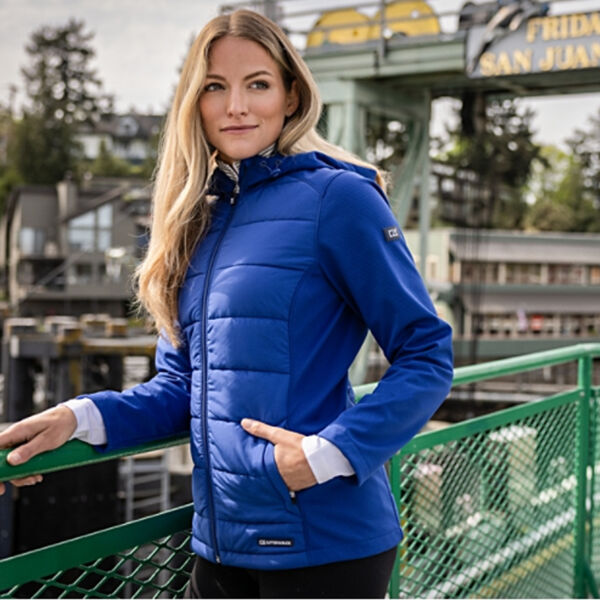 Cutter & Buck Evoke Hybrid Eco Softshell Recycled Full Zip Womens Hooded Jacket Miniaturansicht