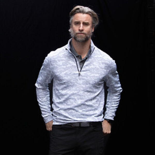 Cutter & Buck Traverse Camo Print Stretch Quarter Zip Mens Pullover Miniaturansicht