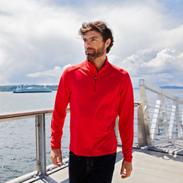 Cutter & Buck Virtue Eco Pique Recycled Quarter Zip Mens Pullover Miniaturansicht