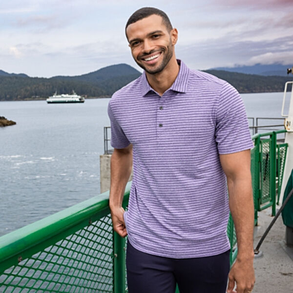 Cutter & Buck Forge Eco Heather Stripe Stretch Recycled Mens Polo Miniaturansicht