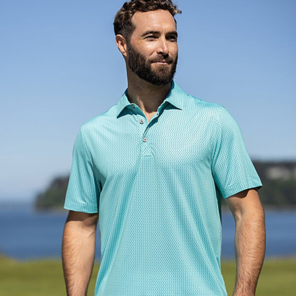 Cutter & Buck Pike Eco Shadow Check Print Recycled Mens Polo Miniaturansicht