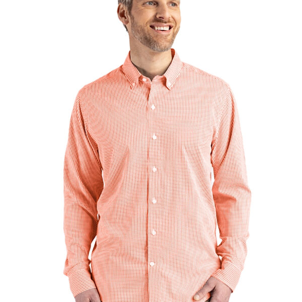 Cutter & Buck Skyline Epic Confidence Recycled Gingham Mens Long Sleeve Dress Shirt Miniaturansicht