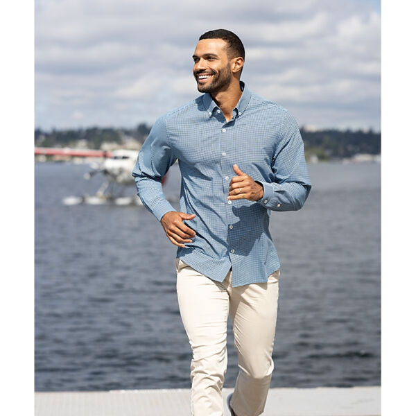 Cutter & Buck Skyline Epic Confidence Recycled Gingham Mens Big & Tall Long Sleeve Dress Shirt Miniaturansicht