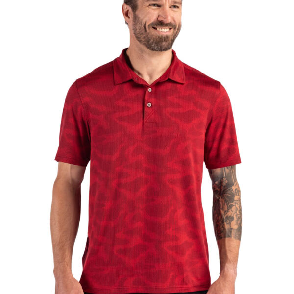 Cutter & Buck Coastline Recycled Double Peached Camo Print Mens Polo Miniaturansicht