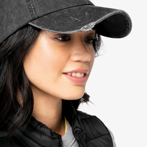 Umweltfreundliche Unisex Kappe im zerrissenen Look Miniaturansicht