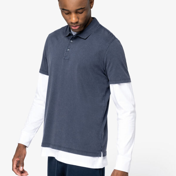 Umweltfreundliches ausgewaschenes Herren-Polohemd aus Jersey Miniaturansicht