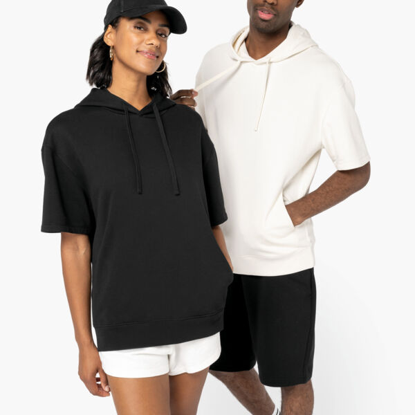 Umweltfreundliches Unisex Kapuzen-Sweatshirt mit überschnittener Schulterpartie aus French Terry Miniaturansicht