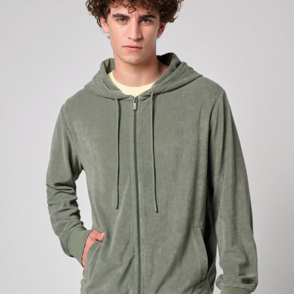Umweltfreundliches Kapuzensweatshirt aus Frottee mit Reißverschluss für Herren Miniaturansicht