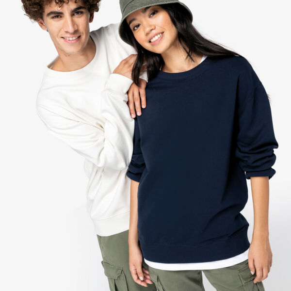 Umweltfreundliches Unisex Sweatshirt mit Rundhalsausschnitt und hängenden Schultern aus French Terry Miniaturansicht
