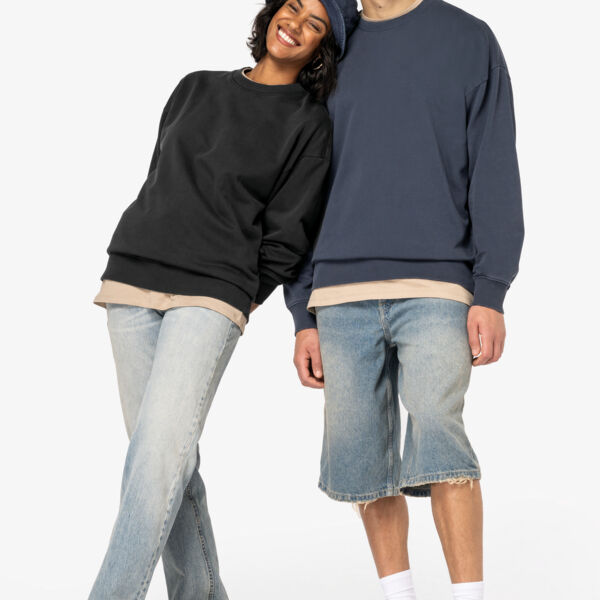 Ausgewaschenes umweltfreundliches Oversize Unisex-Sweatshirt mit Rundhalsausschnitt Miniaturansicht