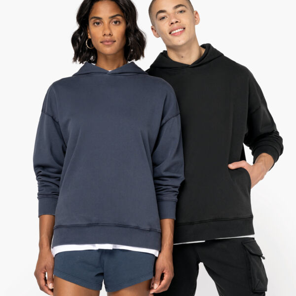 Ausgewaschenes umweltfreundliches Oversize Unisex-Kapuzensweatshirt Miniaturansicht