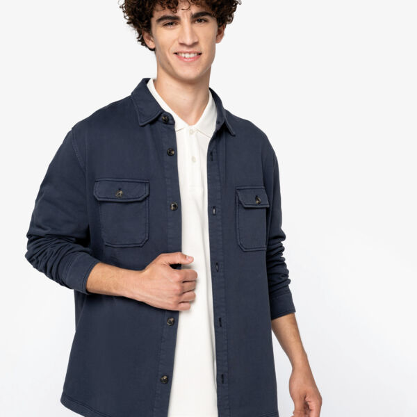 Umweltfreundliche Ausgewaschenes Herren Überhemd aus gebürstetem Molton Miniaturansicht