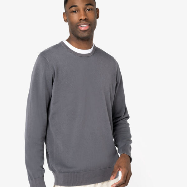 Umweltfreundlicher ausgewaschener Herrenpullover mit Rundhalsausschnitt  Miniaturansicht